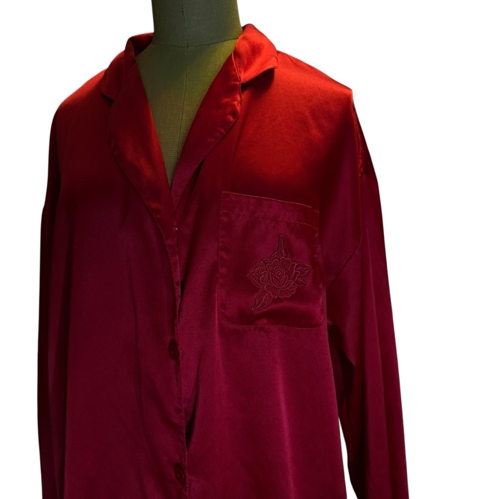 Victoria's Secret Red Satin Blouse with Embroidered - Picture 3 of 7